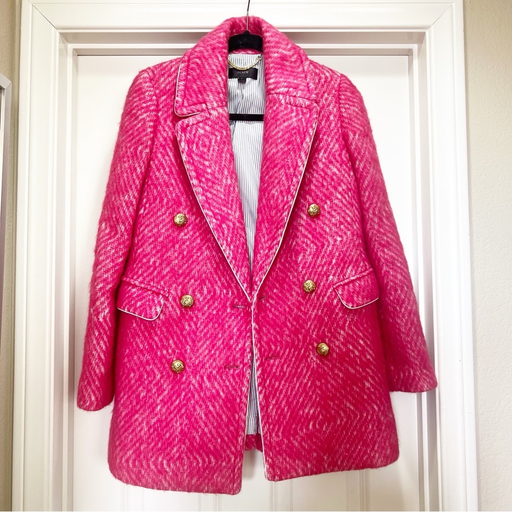 J Crew Diamond Tweed Peacoat in Pink 2 - Picture 4 of 15